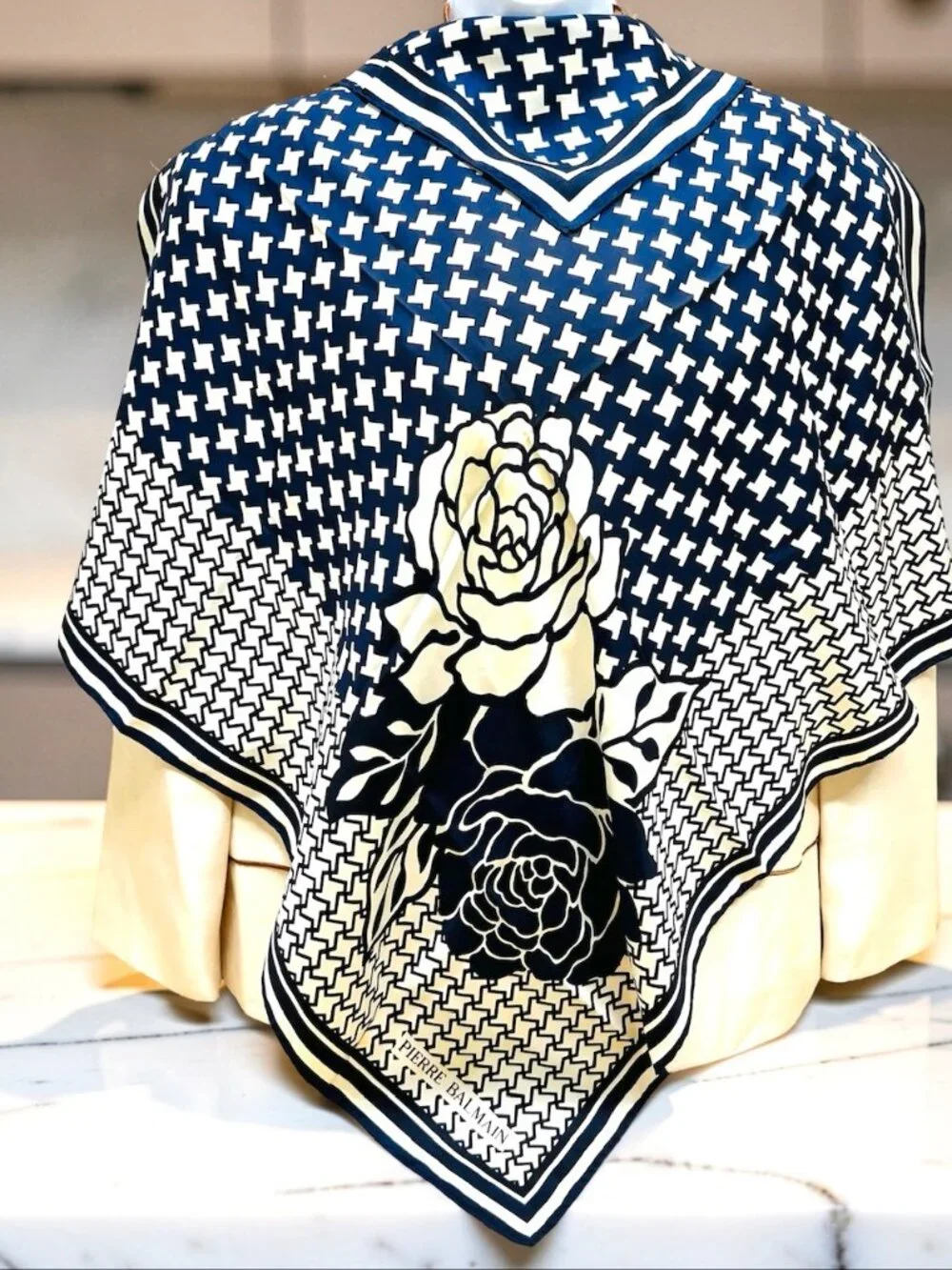 Vintage Pierre Balmain 100% silk scarf satin 30